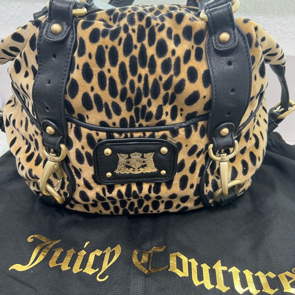 Vintage RARE HTF Juicy Couture LEOPARD velour handbag.